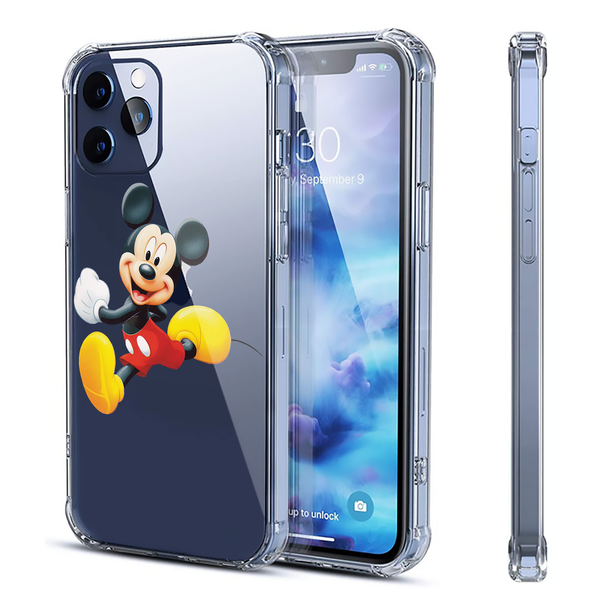 （画像用） ミッキーマウス Mickey Mouse 【iPhone 12シリーズ対応】透明スマホケース（クリアソフトケース）